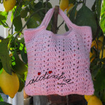 Bolsa em crochet, rosa, com alças