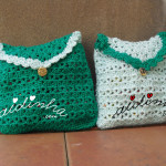 Bolsas em crochet, em dois tons de verde