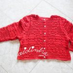 Casaco infantil, de crochet, vermelho