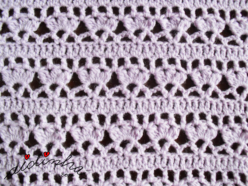 Foto dos pontos de crochet usados na manta de bebé