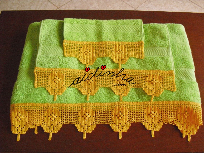 conjunto de toalhas de banho com barras de crochet
