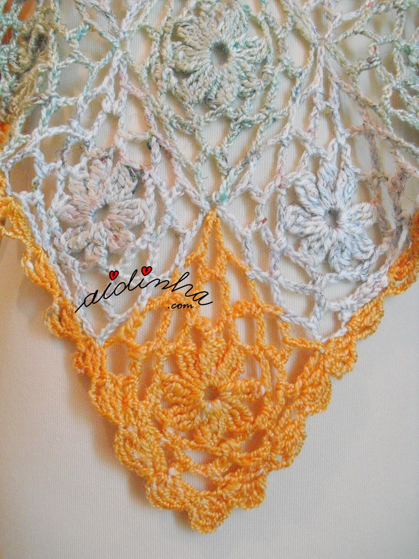 vista do padrão de crochet do poncho de verão
