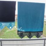 Conjunto de toalhas de banho com crochet em azul