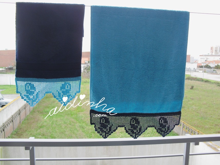 conjunto de toalhas de banho com crochet