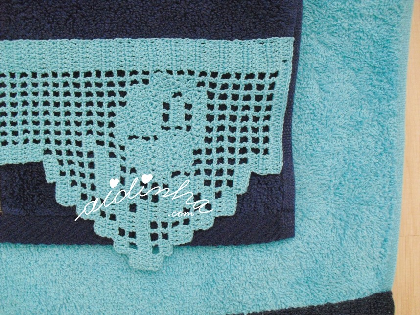crochet turquesa das toalhas de banho