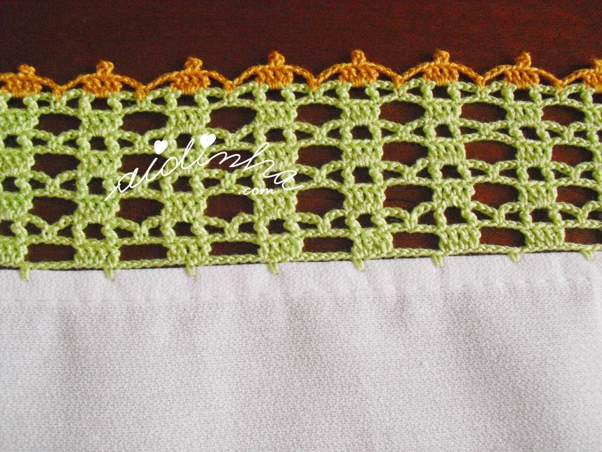 crochet verde do pano de cozinha 