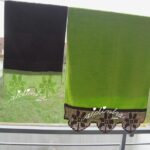 Conjunto de toalhas de banho, com crochet verde e castanho