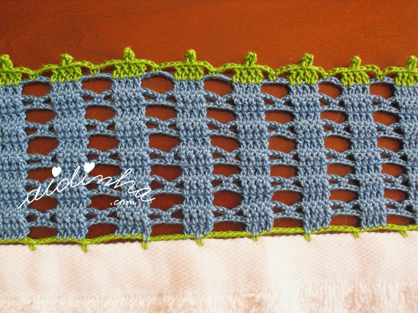 crochet do conjunto de cozinha verde e azul