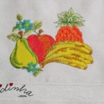 Conjunto de pano de cozinha + porta-guardanapos, bordado e com crochet