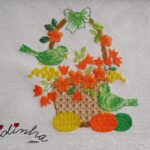 Conjunto de panos de cozinha, com bordado da Páscoa e crochet