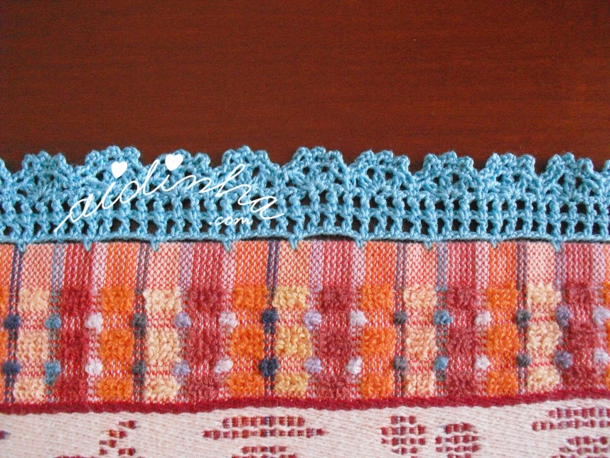 crochet turquesa do pano laranja