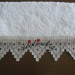 Conjunto de toalhas de banho, com crochet na cor creme