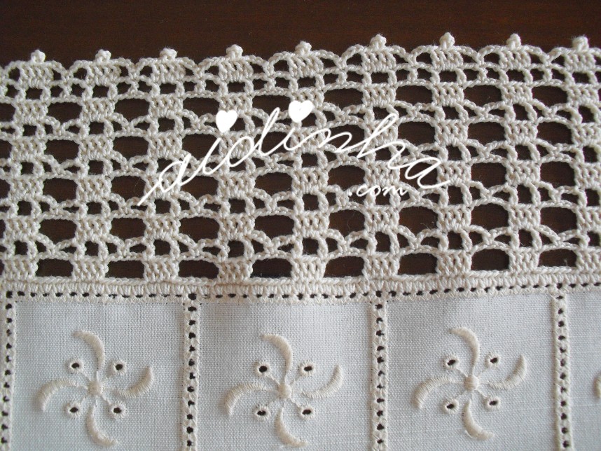 crochet creme do conjunto de quarto em linho bordado