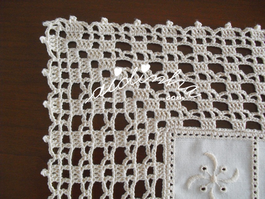 canto do crochet do conjunto de quarto