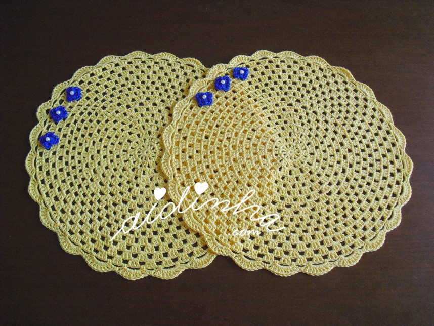 individuais de crochet com flores