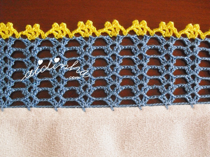 crochet azul do pano de cozinha com carneirinho