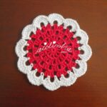 Conjunto de mesa de Natal, em crochet vermelho e prateado