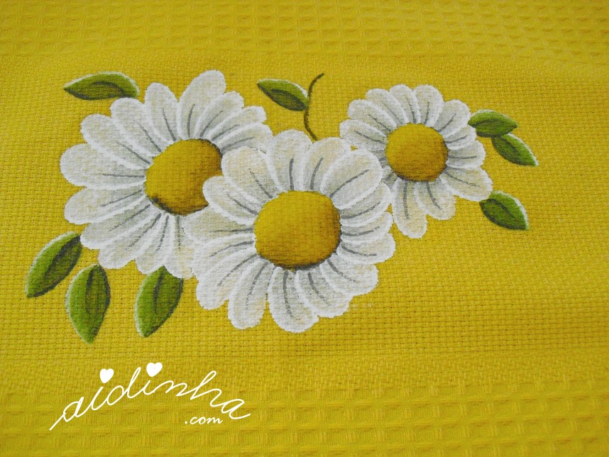 Pintura à mão do conjunto de toalha de mesa e pano de cozinha, pintado e com crochet