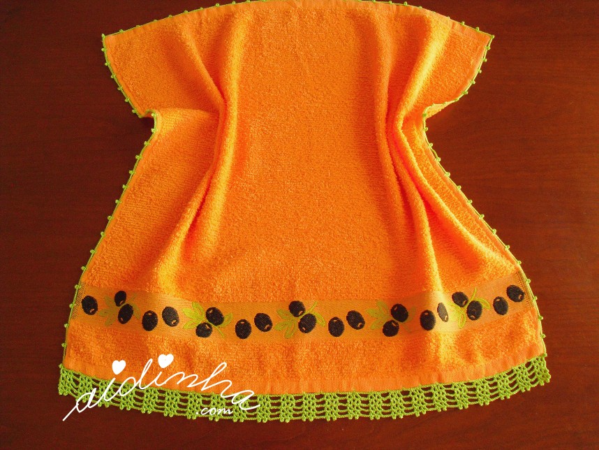 pano turco de cozinha com azeitonas e crochet