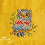 Conjunto de panos de cozinha, com mochinhos bordados e crochet