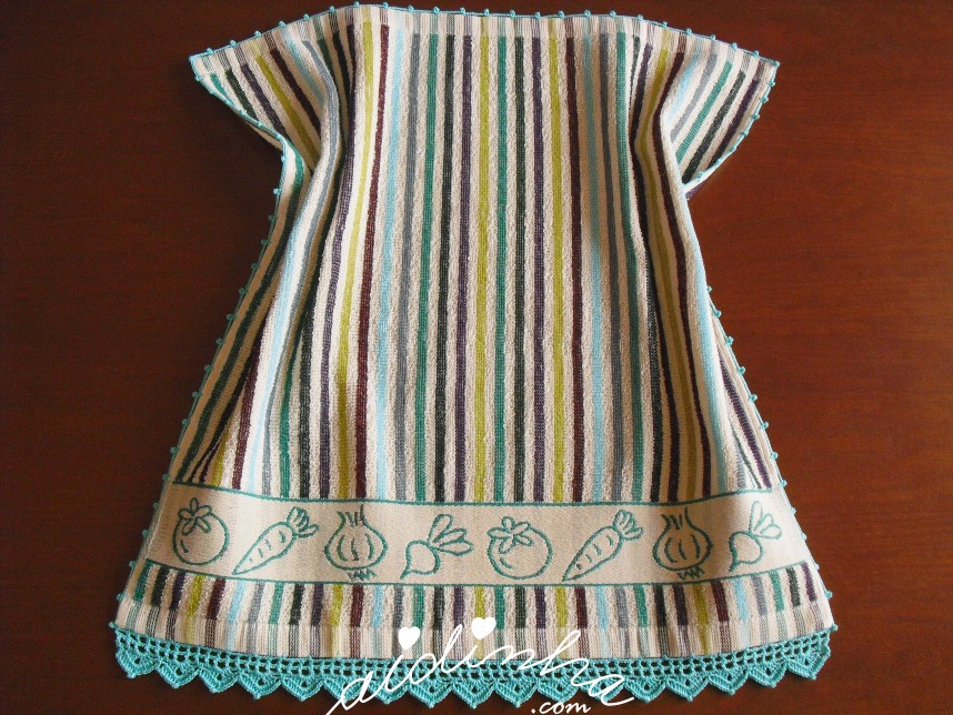 pano turco com crochet verde água