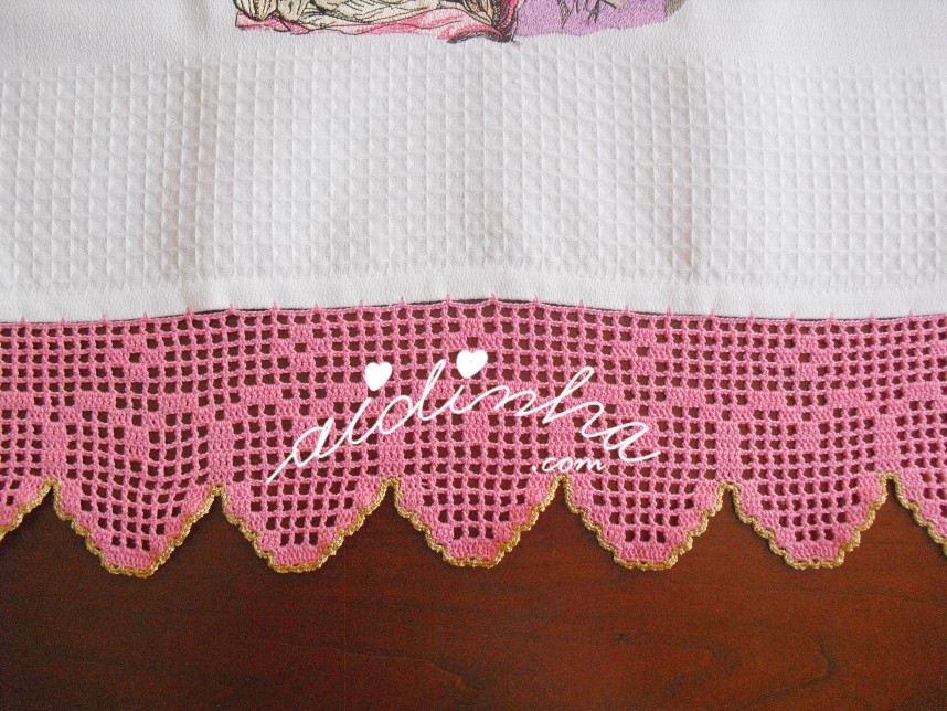 crochet do pano de cozinha com bordado XXL 