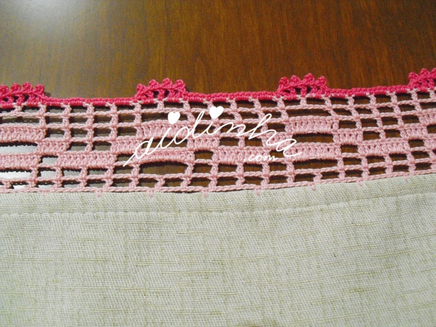 crochet rosa da toalha de mesa de 8 bordados