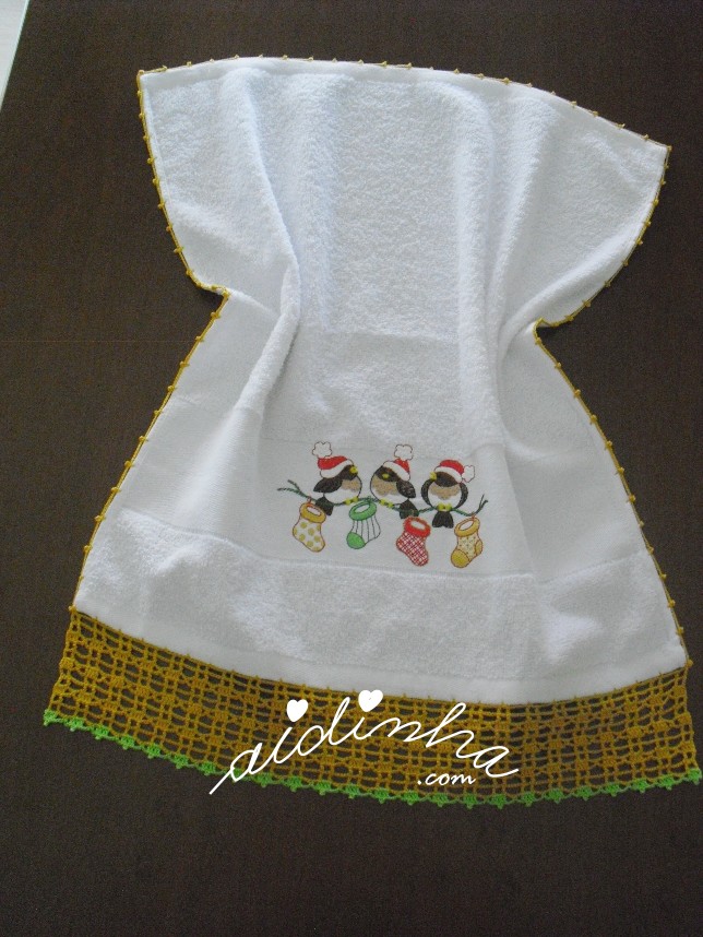 pano de turco co bordado de Natal e crochet