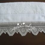 Conjunto de toalhas de banho com crochet creme