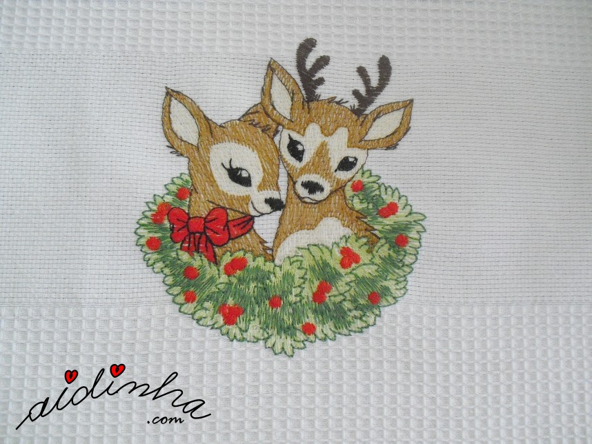 bordado do conjunto de pano de cozinha + porta-guardanapos, com crochet