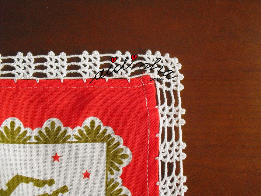 crochet do pano da louça com estampado de Natal