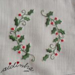 Centro de Natal, em linho bordado e crochet