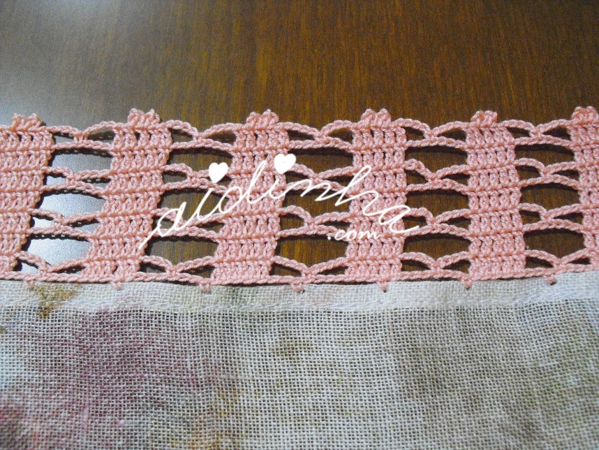 crochet da toalha em linho estampado