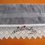 Conjunto de toalhas de banho, com crochet na cor azul