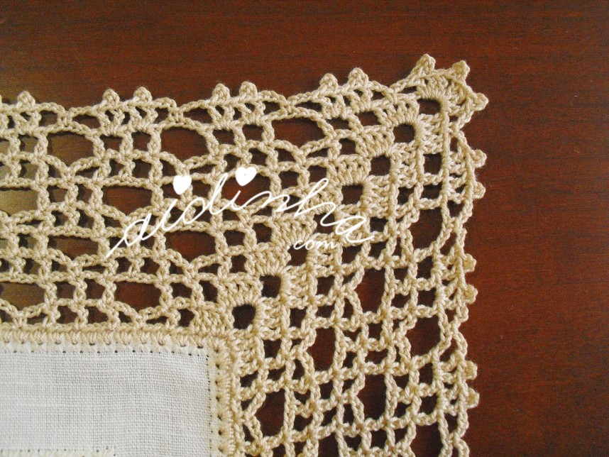 canto do crochet do conjunto de quarto bordado