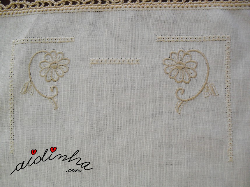 bordado do conjunto de quarto, com crochet