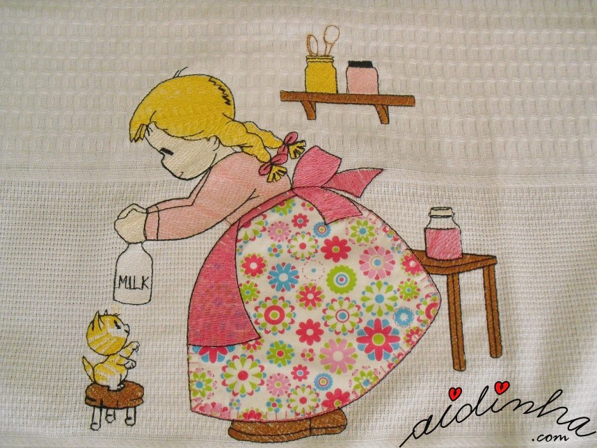 bordado do pano de cozinha, com crochet