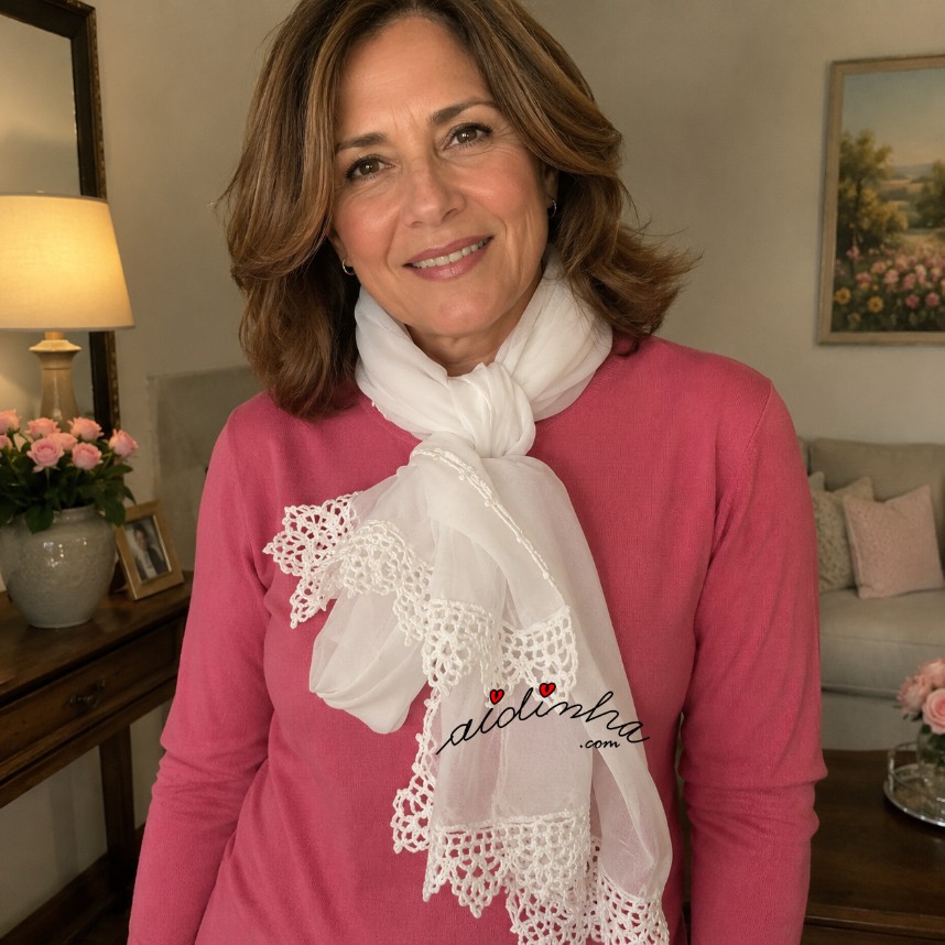 écharpe de organza com crochet