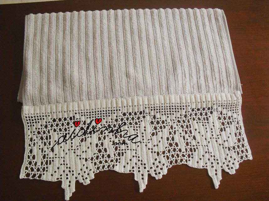 toalha de rosto, com crochet
