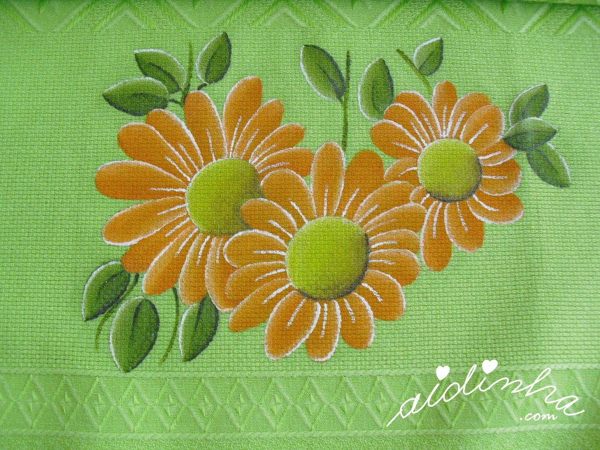 pintura manual do pano de cozinha, com crochet
