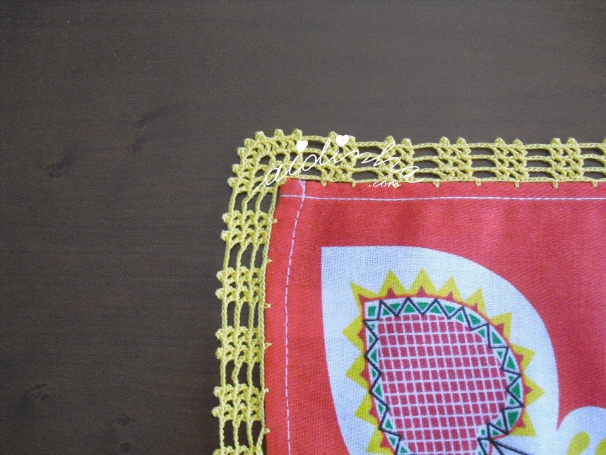 canto do crochet dos panos de cozinha